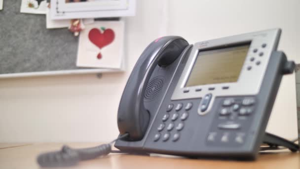 Secretary Receptionist Call Center Worker Hand Pick Office Stationary Phone — Stock video