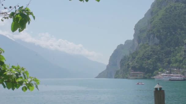 Slowmotion Transportation Ferry Lake Garda Rive Del Garda North Italy — стокове відео
