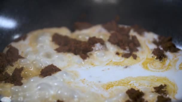 Stir Fry Panaeng Curry Paste Fresh Coconut Milk Black Non — 图库视频影像