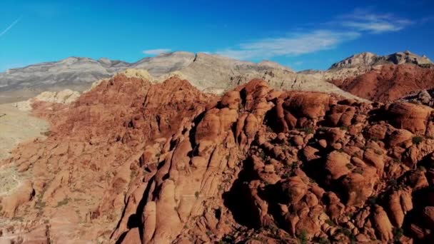 Aerial Drone Views Red Sandstone Mountains Red Rock Canyon Park — Video