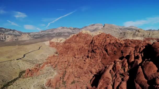 Drone Shot Red Mountains Red Rock Canyon Park Las Vegas — Αρχείο Βίντεο