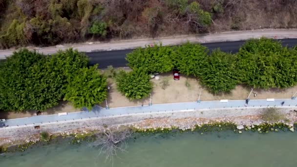 Aerial Birdseye View Pathway Road Lake Chapala Jalisco Mexico — 비디오