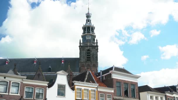 Gouda Church Cheese Market Sunny Day Tourism — Vídeo de Stock