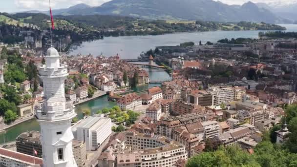 Flying Beautiful City Luzern Switzerland — Video Stock
