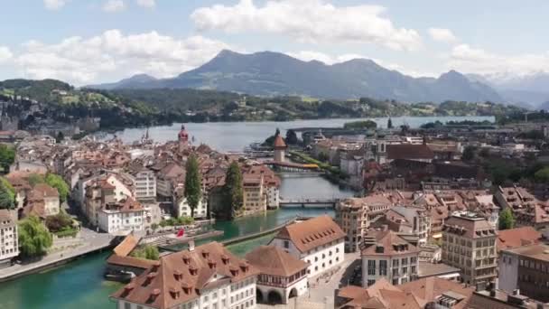 Jib Beautiful City Luzern Switzerland — 비디오