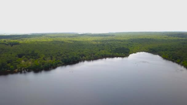 Aerial View Forest Pond Burlingame Park Charlestown Rhode Island — Stok video