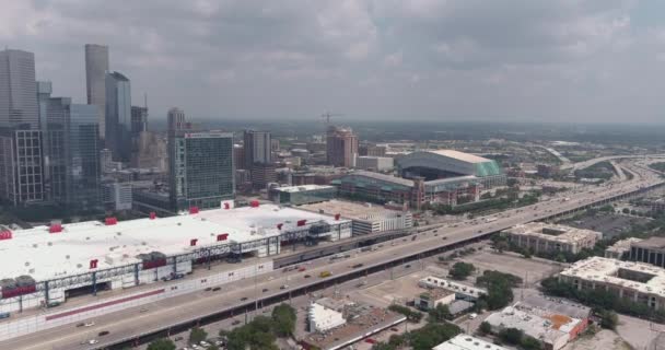 Drone View Downtown Houston Skyline Surrounding Area — Stockvideo