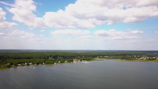 Aerial Panoramic Shot Burlingame Park Charlestown Rhode Island — Wideo stockowe