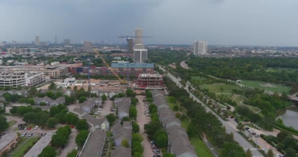 Aerial View City Houston Landscape Buffalo Bayou Video Filmed Scaled — Video Stock