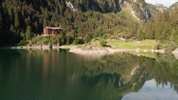 Flying Beautiful Lake Shore Swiss Nature — Video