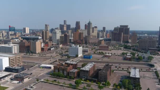 High Angle Aerial Shot Downtown Detroit Video Filmed Best Image — Stock video