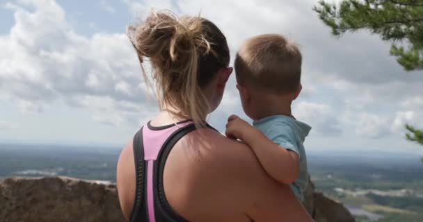 Mother Son Outdoors Hike Slow Motion — 图库视频影像