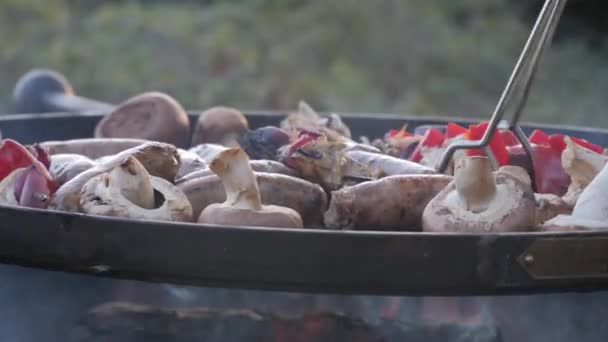 Крупним Планом Знімок Їжі Приготування Барбекю — стокове відео