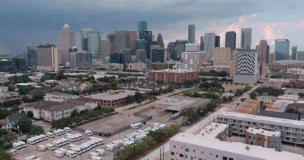 Aerial View Newly Built Affluent Homes Downtown Houston Surrounding Area — ストック動画