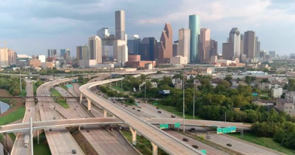 High Angle Establishing Time Lapse Shot Downtown Houston — ストック動画