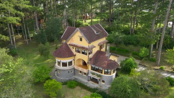 Aerial Drone Flying Villa French Colonial Style Built Dallat Sunshine — Stock video