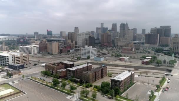 Video Aerial View Detroit Downtown Landscape Area Video Filmed Best — Vídeo de Stock