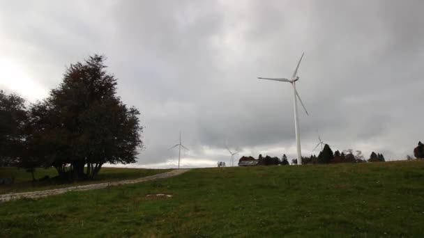 Timelapse Wind Farm Cloudy Day — Stockvideo