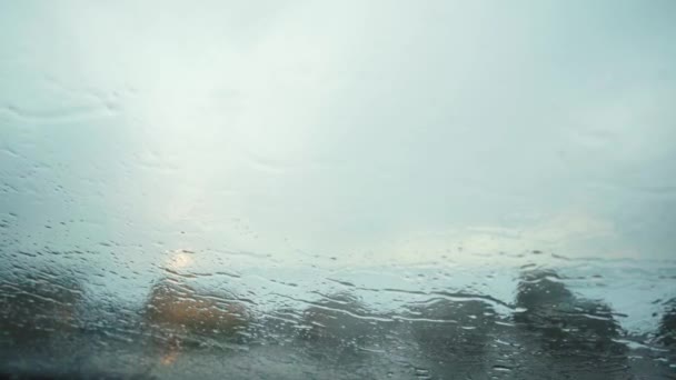 Water Spraying Window Storm Ciara Close Shot — Wideo stockowe