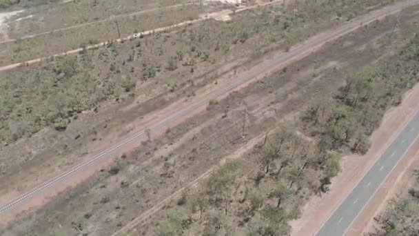 Aerial Moving Drone Shot Highway Railway Moving See Horizon Northern — Video Stock