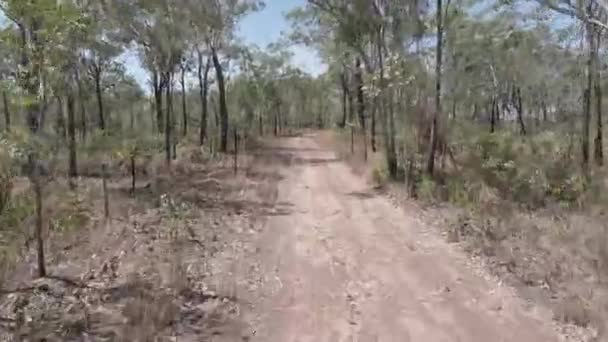 Low Moving Drone Shot Dirt Road Outback Australia Northern Territory — Wideo stockowe