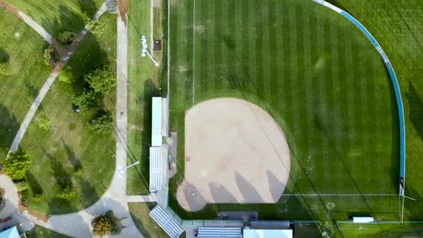 Covid Empty Baseball Softball Sandlot Field Aerial Drone Top View — Wideo stockowe