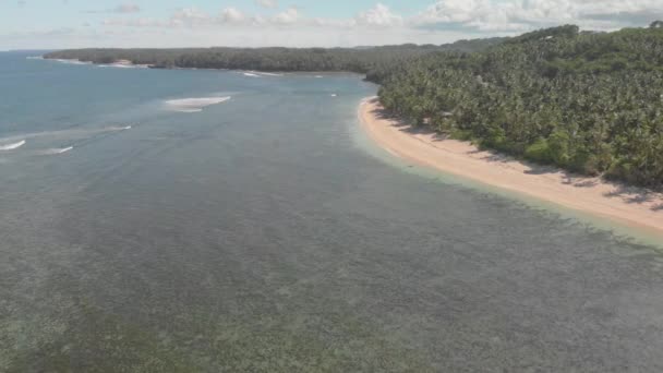 Aerial Drone View Paradise Island Siargao Philippines Clear Turquoise Water — Vídeo de stock