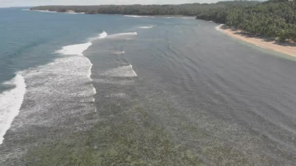 Aerial Drone View Paradise Island Siargao Philippines Clear Turquoise Water — Stock video