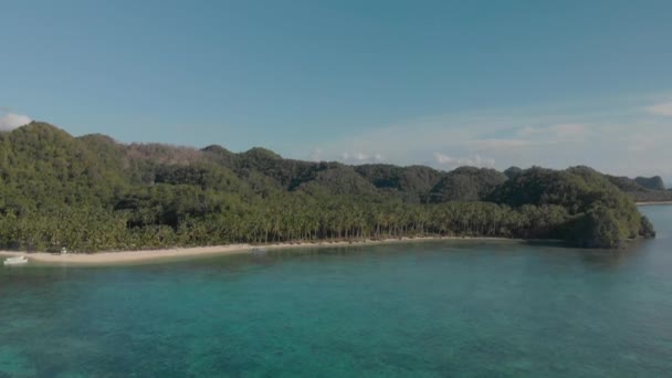 Beautiful Aerial Drone Shot Secret Paradise Lonely White Sand Beach — Video