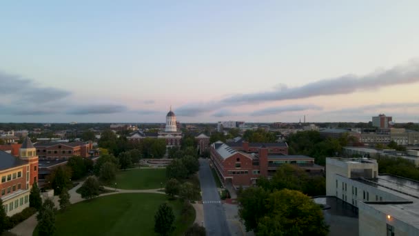 Mizzou University Missouri Campus Buildings Louis Missouri Aerial Drone View — ストック動画