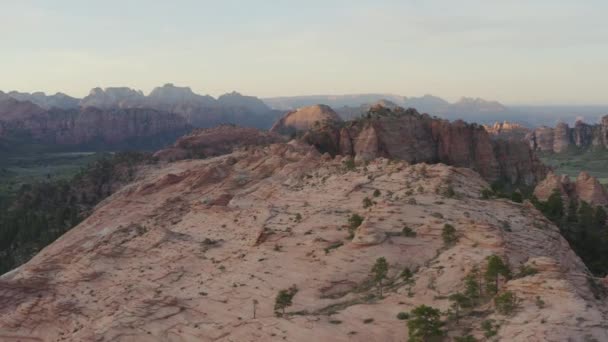 Smooth Wide Tracking Pan Drone Sunset Pink Cliffs Majestic Views — Video