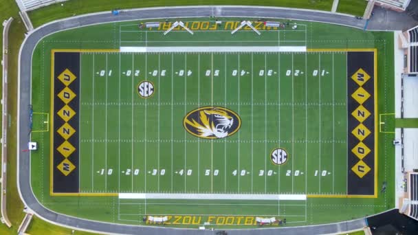 Ncaa Sec Mizzou Football Field University Missouri Aerial Overhead Drone — ストック動画