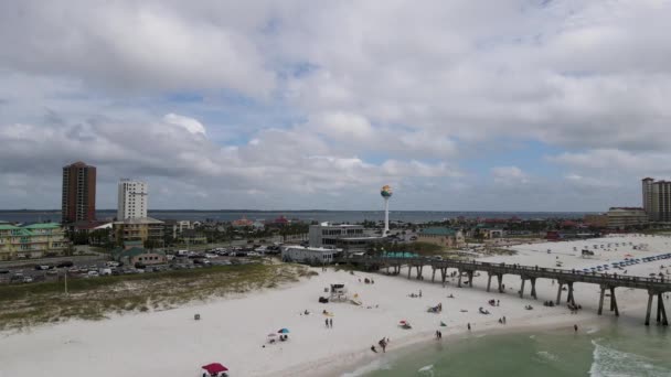 Florida Travel Destination Casino Beach Pensacola Aerial Establishing Drone Shot — 图库视频影像