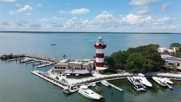 Aerial Footage Harbor Town Hilton Head Island South Carolina — Stock video