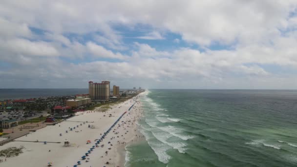 Spring Break Concept Populaire Vakantieplek Florida Pensacola Beach Luchtdrone Landscape — Stockvideo