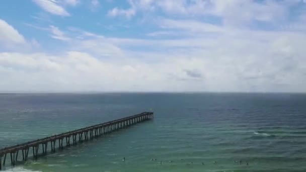 Epic Aerial Hyperlapse Ocean Waves Pensacola Beach Pier Florida — Αρχείο Βίντεο