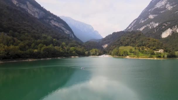 Lago Tenno Provincie Trentino Noord Italië Luchtfoto Van Green Calm — Stockvideo