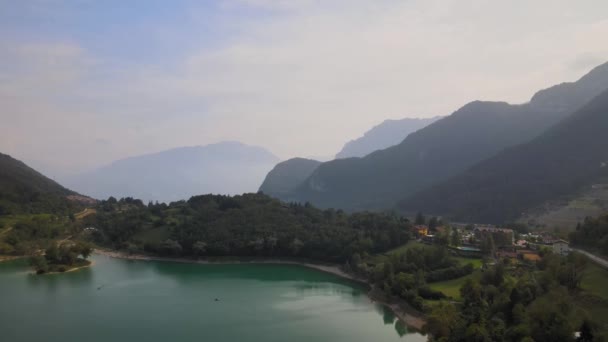 Aerial View Tenno Lake North Italy Picturesque Landscape Summer Day — 图库视频影像