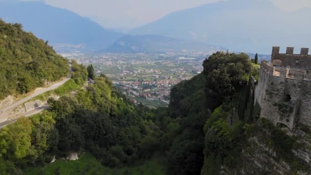 Aerial View Riva Del Garda Trentino Italy Old Castello Tenno — Wideo stockowe