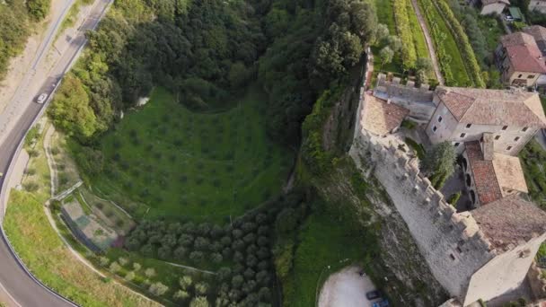 Castello Tenno Riva Del Garda Italy Aerial View Medieval Fortress — Video Stock