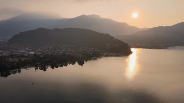 Serene Landscape Scenery Sunrise Garda Lake Riva Del Garda Italy — Stockvideo