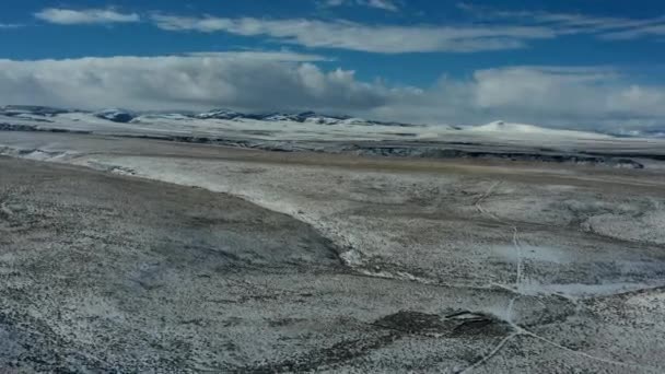 Time Lapse Drone Shot Snowy Plain — Vídeos de Stock