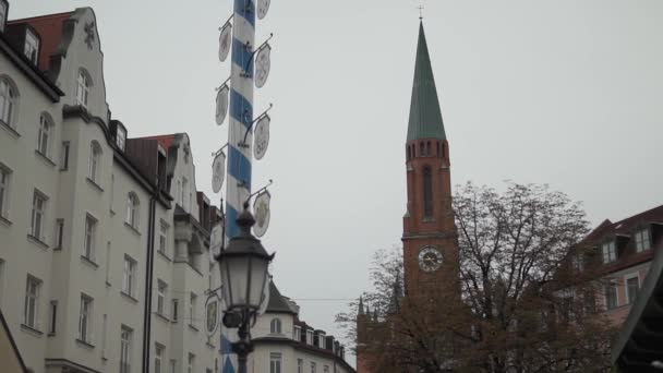 East Munich Germany Wiener Platz Square Haidhausen Johann Church Slow — ストック動画
