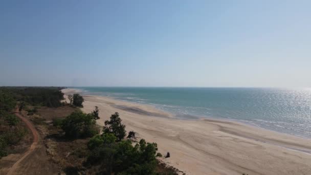 Moving Aerial Drone Shot Lee Point Beach Northern Territory — Stockvideo