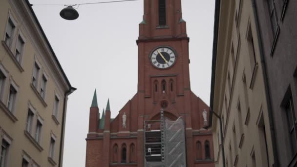 Johann Baptist Church Exterior Johannisplatz Haidhausen East Munich Germany Landmark — Vídeo de Stock