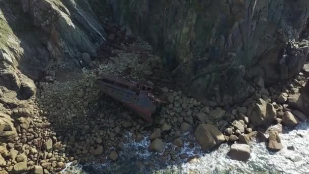 Flyover Shipwreck Rms Mulheim Cargo Ship Land End United Kingdom — Stockvideo