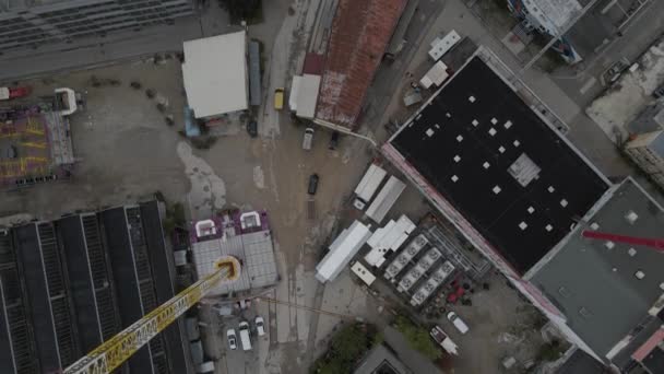 Top Aerial View Contruction Site Werksviertel Mitte Munich Germany East — Wideo stockowe