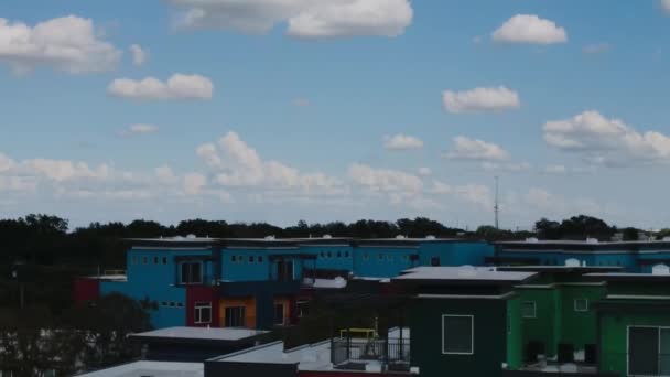 Urban Life Blue Sky Drone Footage — Video Stock