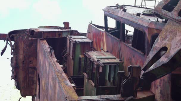 Ржавые Запчасти Rms Multi Wracked Ship Lands End Великобритания Crap — стоковое видео