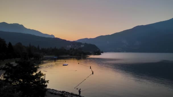 Colorful Sunrise Garda Lake Northern Italy — Stockvideo